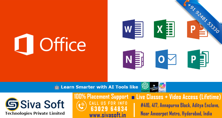 Classroom and Online ms office training course in ameerpet hyderabad india