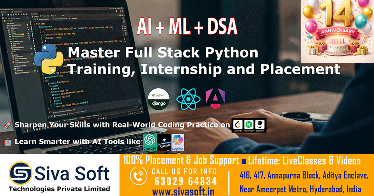 Classroom and Online Full Stack Python (AI + ML + DSA) with React Training Course in Ameerpet Hyderabad India