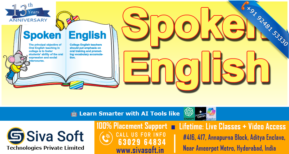 Classroom and Online Spoken English, Communication and Soft Skills Training Course in Ameerpet Hyderabad India